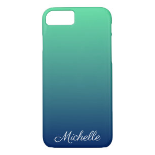 Personalised green and blue ombre iPhone 8/7 case