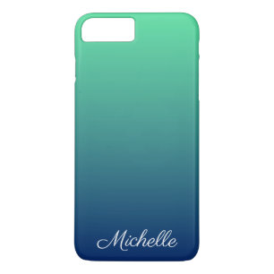 Personalised green and blue ombre iPhone 8 plus/7 plus case