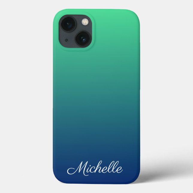 Personalised green and blue ombre Case-Mate iPhone Case (Back)