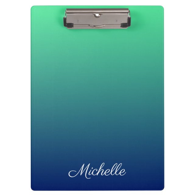 Personalised green and blue ombre clipboard (Front)