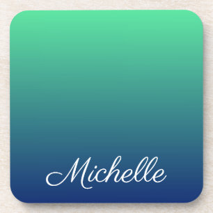 Personalised green and blue ombre coaster