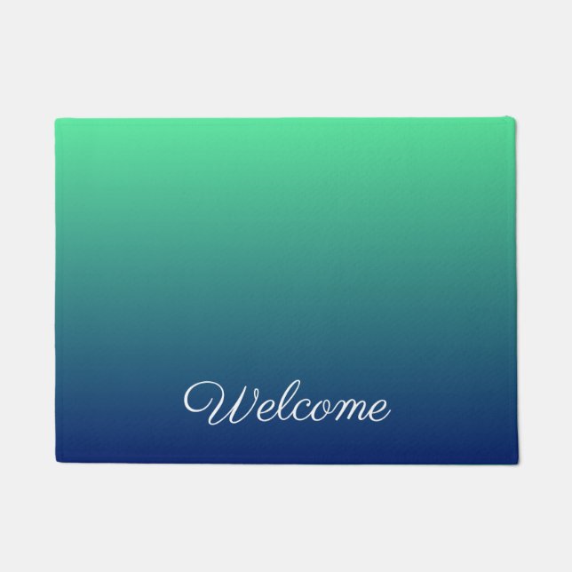 Personalised green and blue ombre doormat (Front)