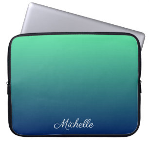Personalised green and blue ombre laptop sleeve