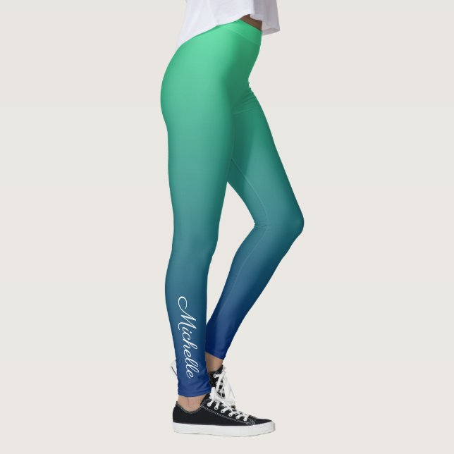 Personalised green and blue ombre leggings (Right)