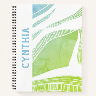 Personalised Green and Blue Wave Notebook