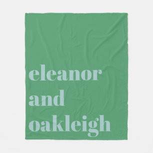 Personalised Green and Blue Wedding Newlyweds Fleece Blanket