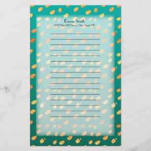 Personalised Green and Gold with Translucent Stationery