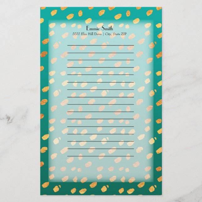 Personalised Green and Gold with Translucent Stationery (Front)