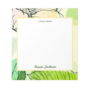 Personalised Green and Peach Floral Notepad