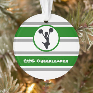 Personalised Green and Silver Cheerleader Ornament