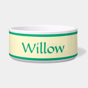 Personalised Green and Soft Yellow Pet Bowl