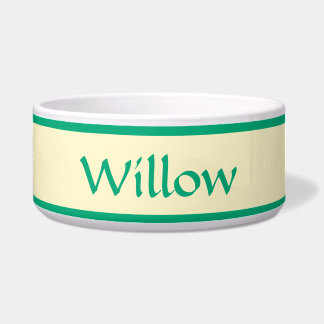 Personalised Green and Soft Yellow Pet Bowl