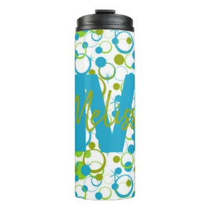 Personalised Green and teal circles Thermal Tumbler