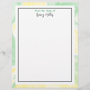 Personalised Green and Yellow Marble Fancy Custom Letterhead