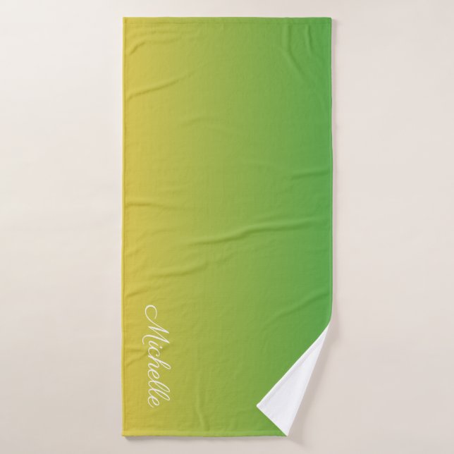 Personalised green and yellow ombre bath towel (Bath Towel)