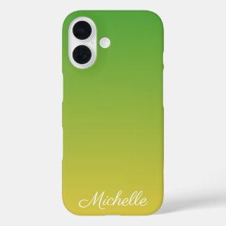 Personalised green and yellow ombre iPhone 16 case