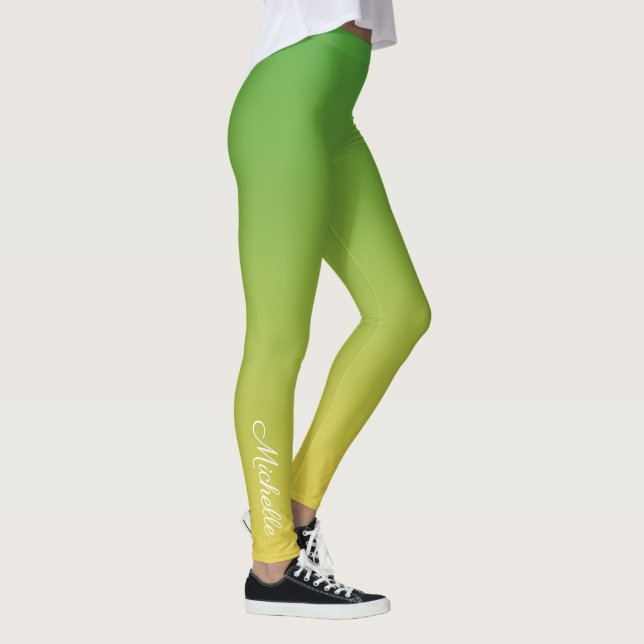 Personalised green and yellow ombre leggings (Right)