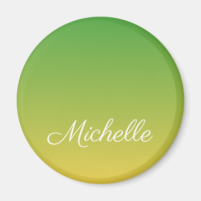 Personalised green and yellow ombre magnet (Front)