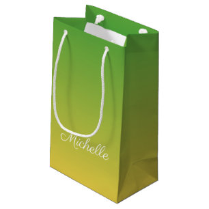 Personalised green and yellow ombre small gift bag