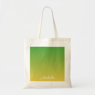 Personalised green and yellow ombre tote bag