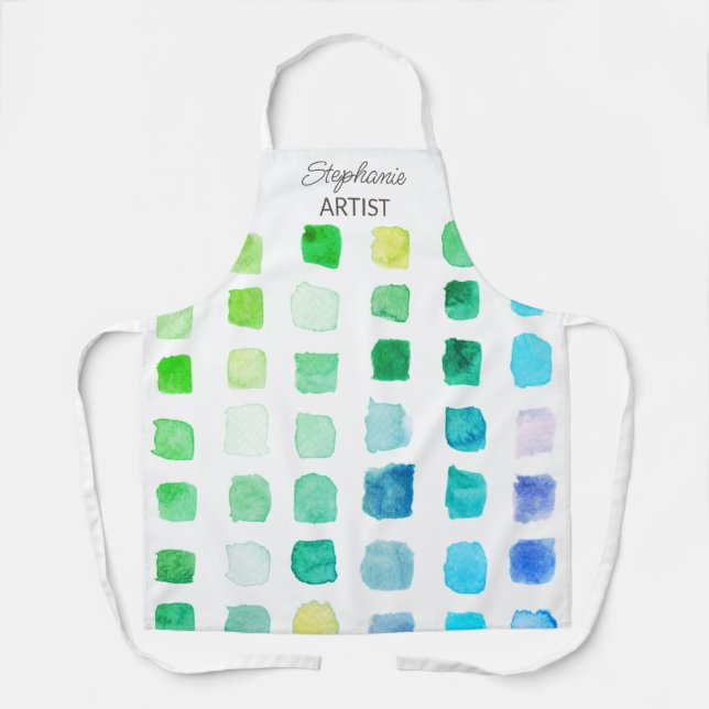 Personalised Green Artist Apron (Front)