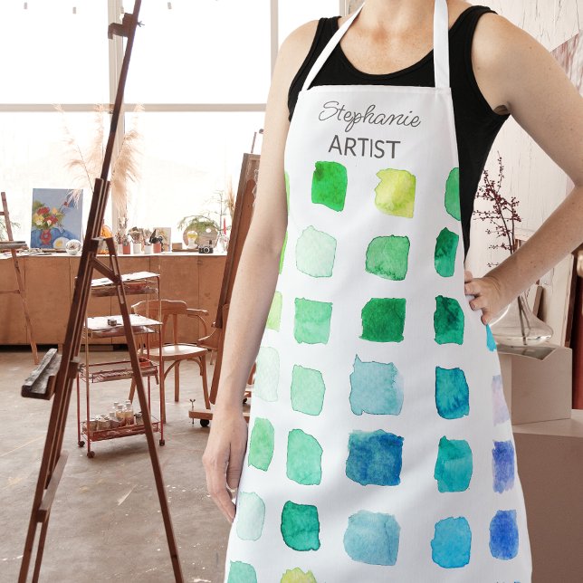 Personalised Green Artist Apron (Creator Uploaded)
