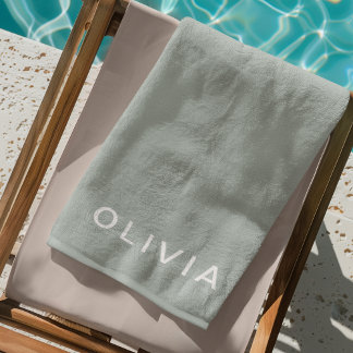 Personalised Green Ash Colour Custom Beach Towel