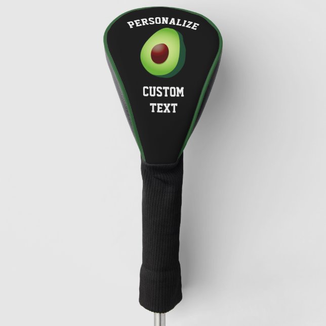 Personalised green avocado golf driver cover gift (Front)