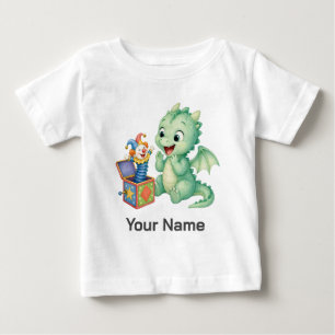Personalised Green Baby Dragon Jack in the Box T-Shirt