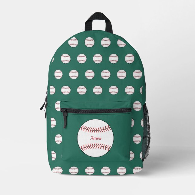 Personalised Green Baseball Backpack  (Front)