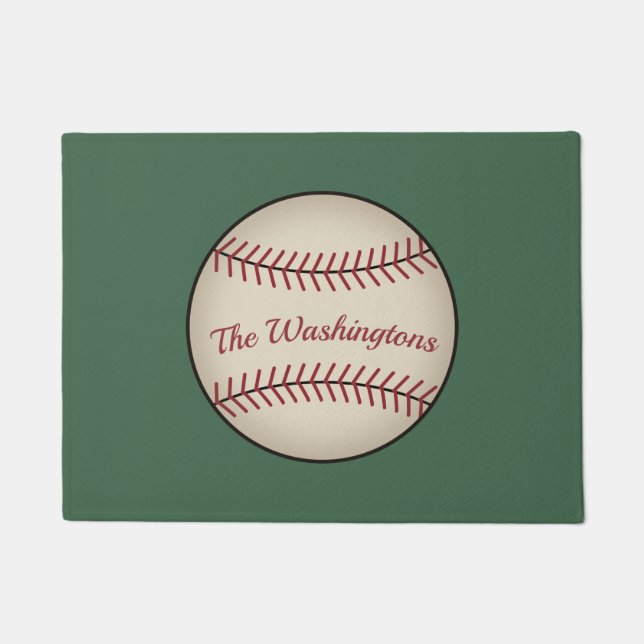 Personalised Green Baseball Doormat  (Front)
