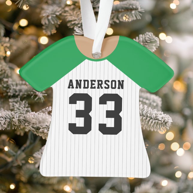 Personalised Green Baseball Jersey Ornament (Creator Uploaded)