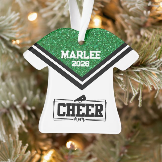 Personalised Green & Black Cheer Mum Ornament  (Tree)