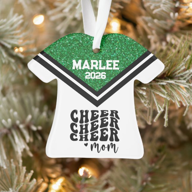 Personalised Green & Black Cheer Mum Ornament  (Tree)