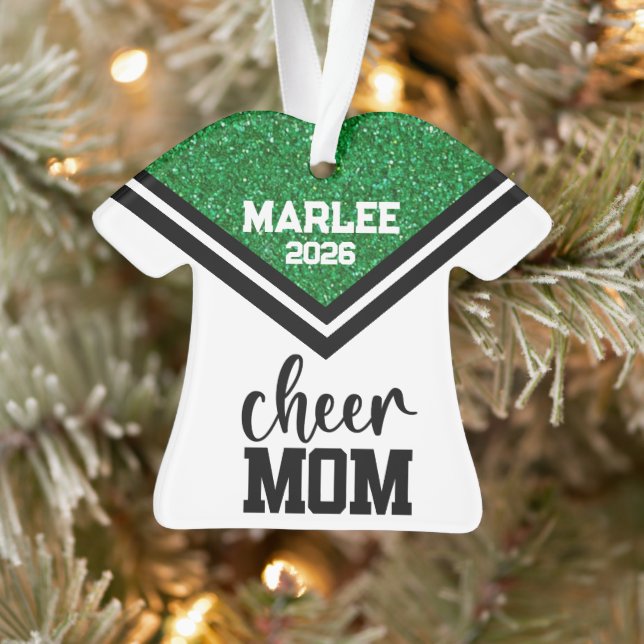 Personalised Green & Black Cheer Mum Ornament  (Tree)