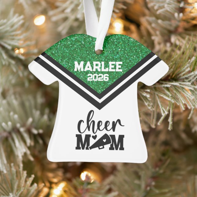 Personalised Green & Black Cheer Mum Ornament  (Tree)