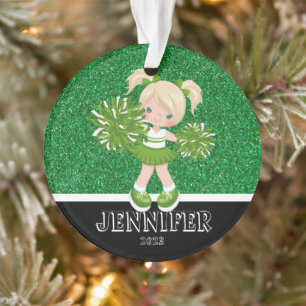 Personalised Green & Black Cheerleading Ornament