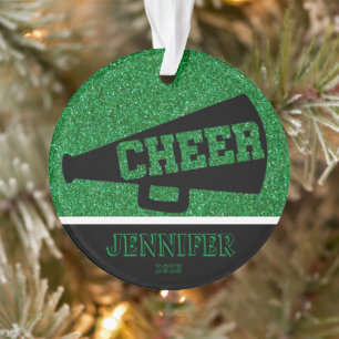 Personalised Green & Black Cheerleading Ornament
