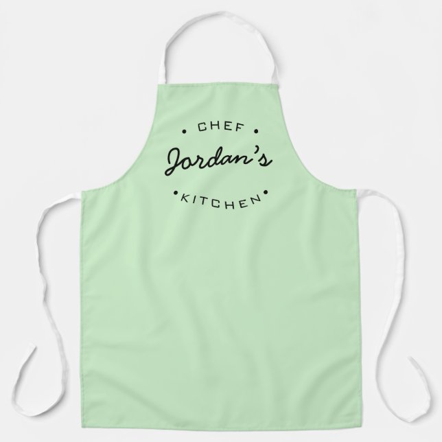Personalised Green Black Chef's Kitchen  Apron (Front)