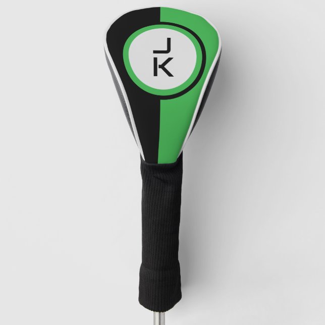 Personalised Green Black Golf Head Cover (Front)