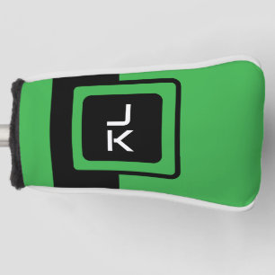 Personalised Green Black Golf Head Putter Cover