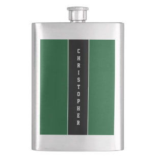 Personalised Green Black Stripe Flask