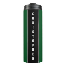 Personalised Green Black Stripe Thermal Tumbler