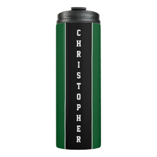 Personalised Green Black Stripe Thermal Tumbler