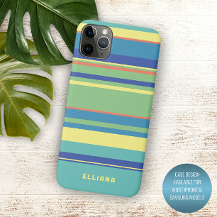 Personalised Green Blue Orange Yellow Stripes iPhone 11 Pro Max Case