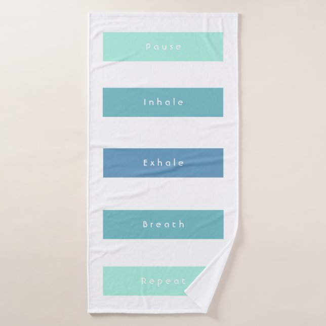 Personalised Green Blue Pause Inhale Exhale Breath Bath Towel (Bath Towel)