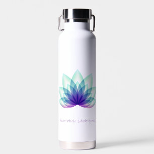 Personalised Green Blue Purple Lotus Flower Water Bottle