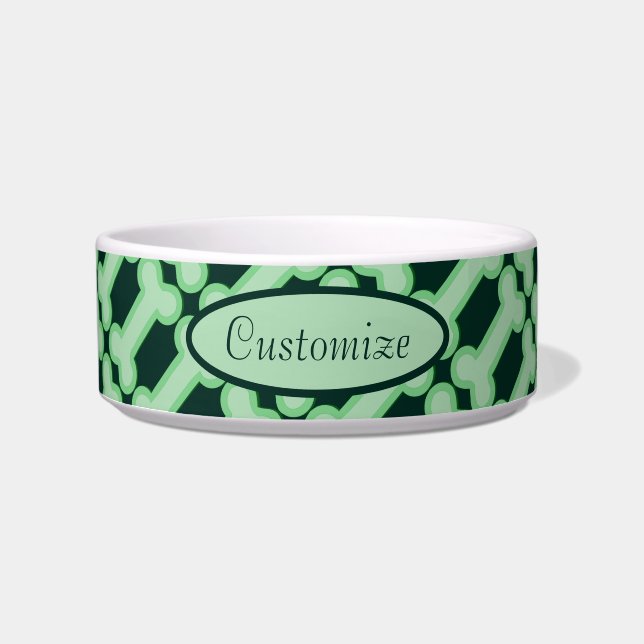 Personalised Green Bones Pattern Bowl (Front)