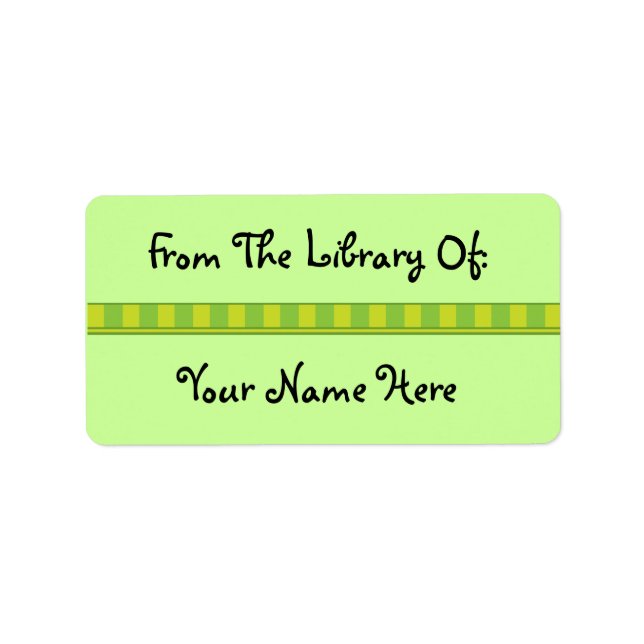 Personalised Green Bookplate Library Stickers (Front)