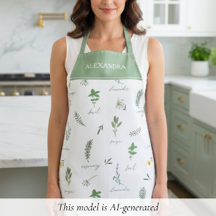 Personalised Green Botanical Apron
